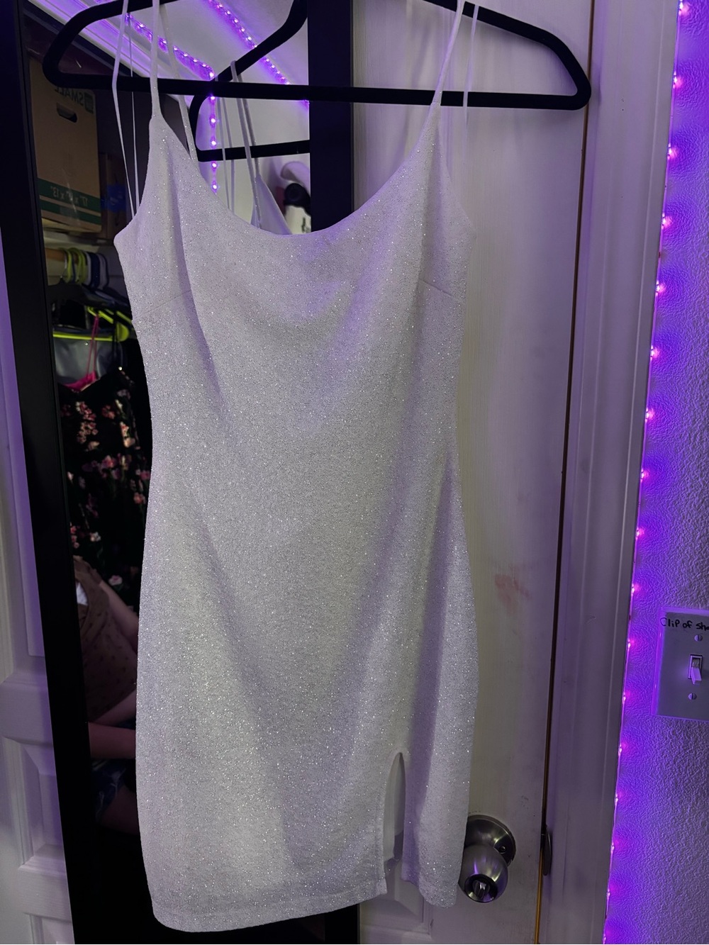 Windsor Sparkle Slip Mini Dress - White